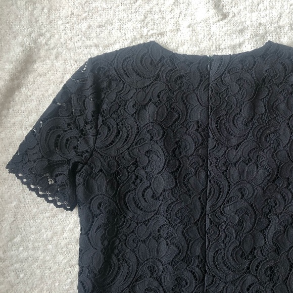 Regal Scroll Black Lace Shift Dress, Short Sleeves - Picture 8 of 11